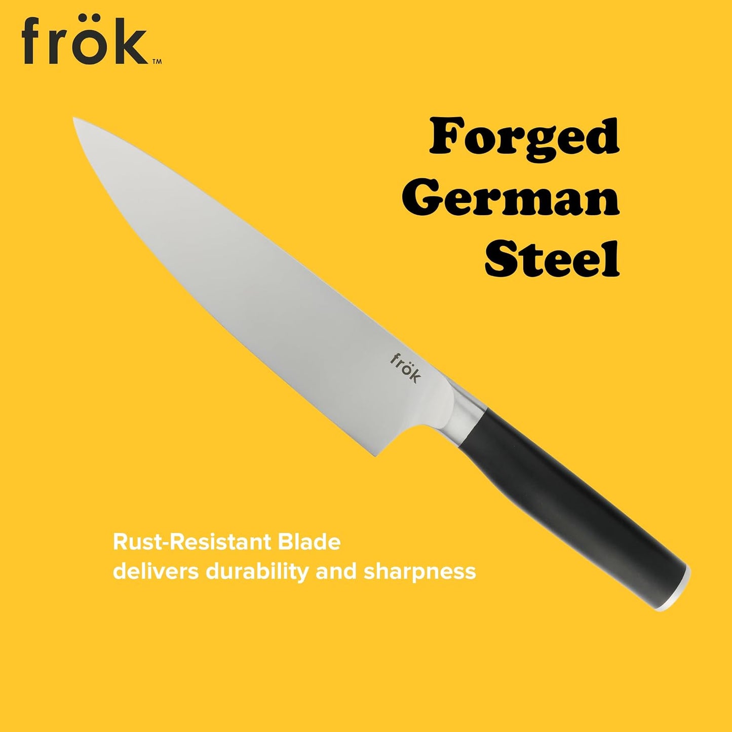 Frok 6 Piece German Steel Knife Set W/Magnetic Block - Green