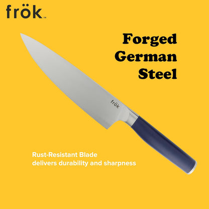 Frok 6 Piece German Steel Knife Set W/Magnetic Block - Green