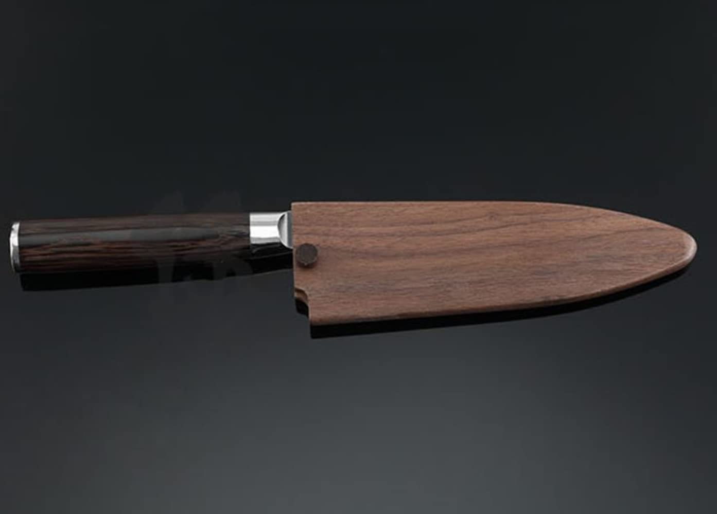 Handmade Natural Black Walnut Wood Japanese Deba Knives Sheath Magnetic Knife Case Holder Protector Wooden Cover (180mm)