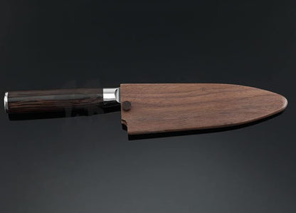 Handmade Natural Black Walnut Wood Japanese Deba Knives Sheath Magnetic Knife Case Holder Protector Wooden Cover (180mm)