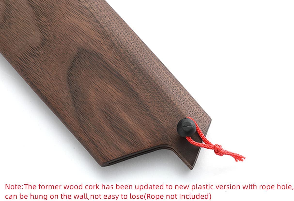 Handmade Natural Black Walnut Wood Japanese Deba Knives Sheath Magnetic Knife Case Holder Protector Wooden Cover (180mm)