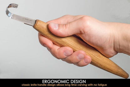 Wood Carving Hook Knife 2" with Leather Sheath - Spoon Carving Tools Curved Knife for Spoons Bowls Cups - Double Sided Sharpening Whittling Knives Crooked for Carvers SK5s