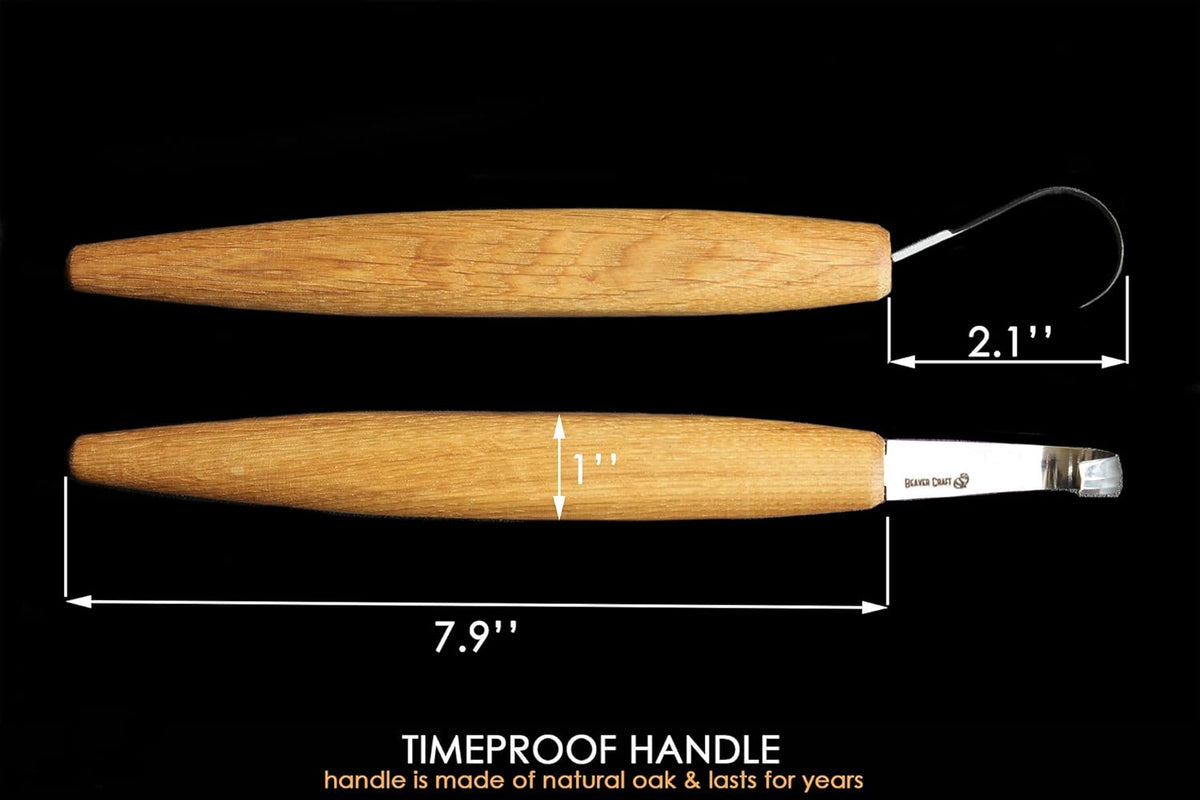 Wood Carving Hook Knife 2" with Leather Sheath - Spoon Carving Tools Curved Knife for Spoons Bowls Cups - Double Sided Sharpening Whittling Knives Crooked for Carvers SK5s