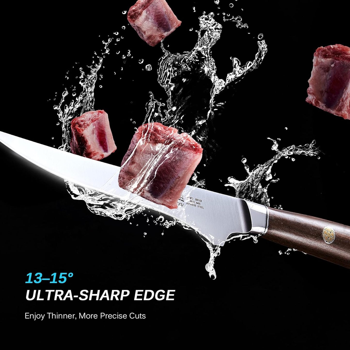 4.5in Serrated Utility Knife, Daimyo Series, Rosewood Handle | 440C Steel Blade, Mosaic Pin Rosewood Handle, For Fruits, Vegetables, Soft Cheeses, Spreading, Sheath And Gift Box