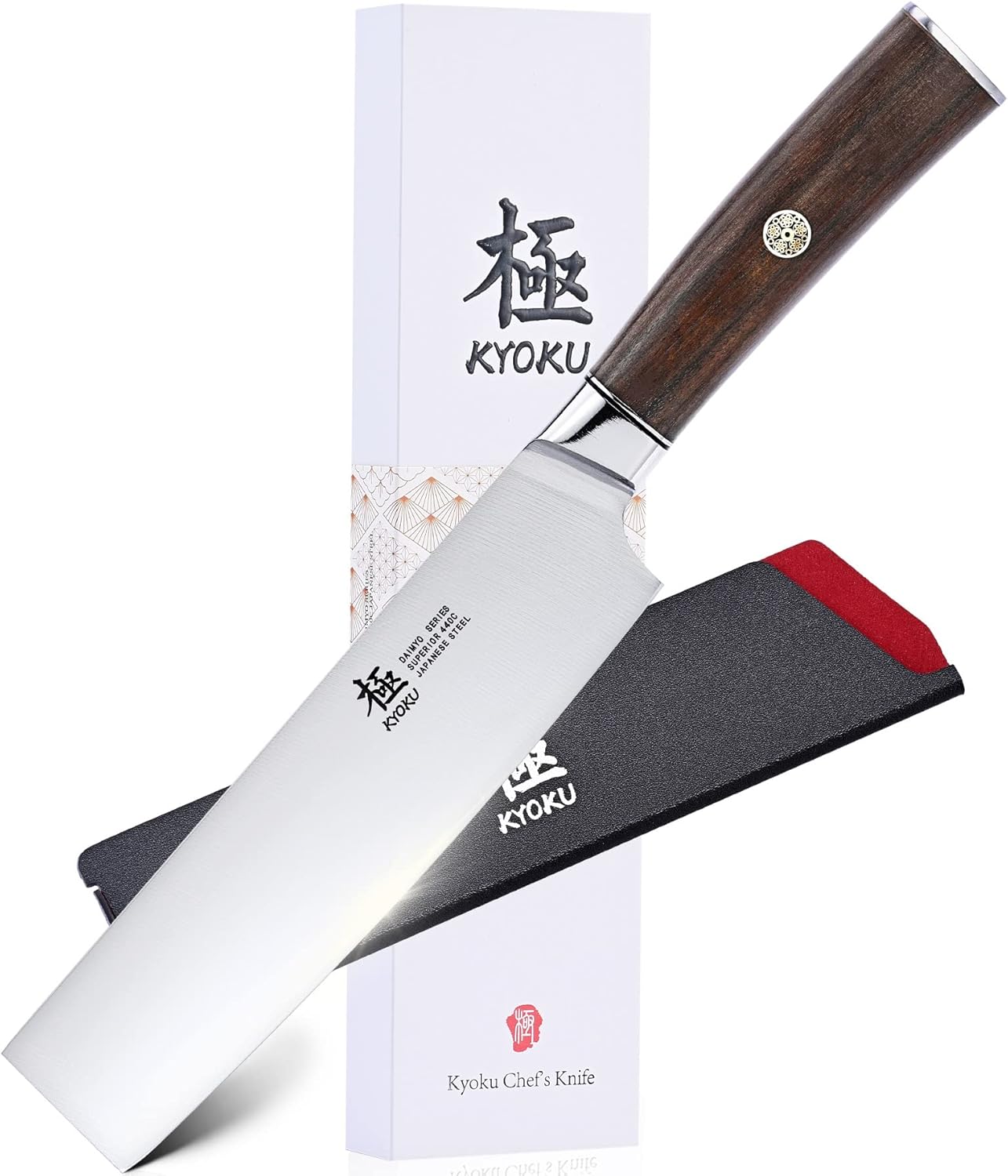 4.5in Serrated Utility Knife, Daimyo Series, Rosewood Handle | 440C Steel Blade, Mosaic Pin Rosewood Handle, For Fruits, Vegetables, Soft Cheeses, Spreading, Sheath And Gift Box