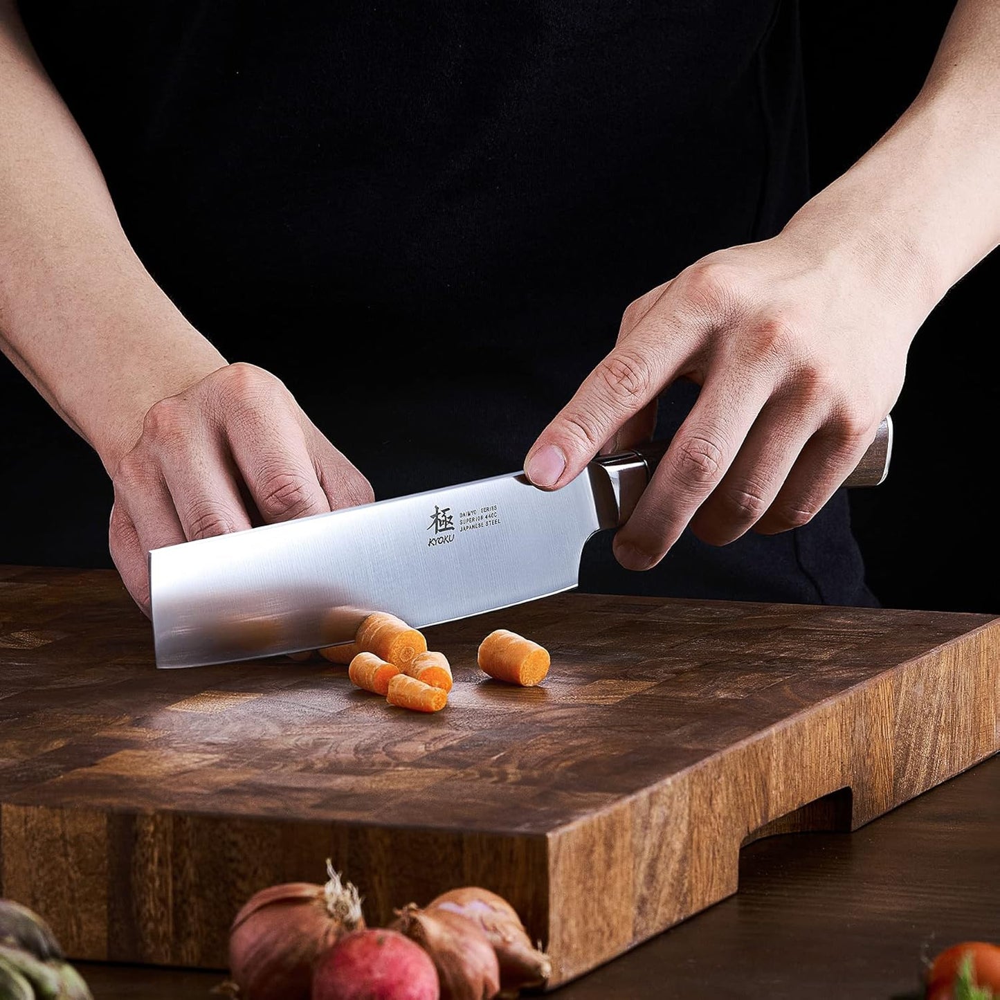 4.5in Serrated Utility Knife, Daimyo Series, Rosewood Handle | 440C Steel Blade, Mosaic Pin Rosewood Handle, For Fruits, Vegetables, Soft Cheeses, Spreading, Sheath And Gift Box