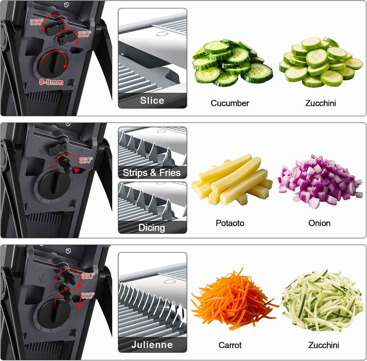 Safe Mandoline Slicer for Kitchen, Potato Slicer for Chips,Vegetable Cutter