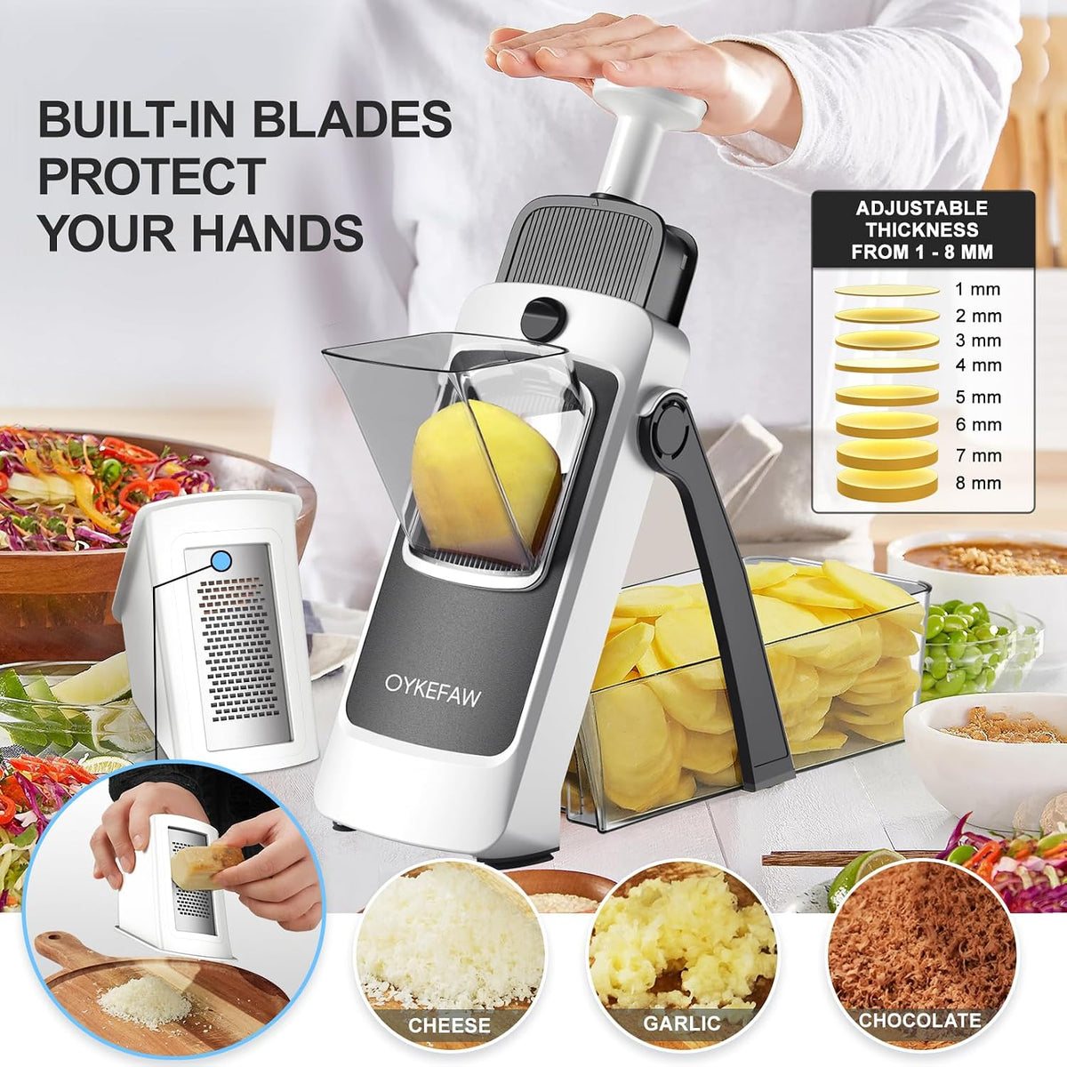 Safe Mandoline Slicer for Kitchen, Potato Slicer for Chips,Vegetable Cutter