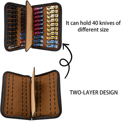 Knife Case,Knife Display Case for 32 Slots Pocket Knives,Knife Organizer Folding Knife Holder,Pocket Knife Storage Collection Box for Men Survival,Outdoor, Kitchen, EDC Mini Knife.