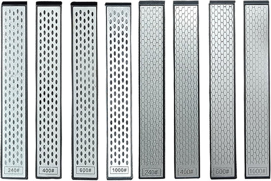 Diamond Sharpening Stone,Stone diamond sharpener Honeycomb Surface Plate with Non-slip Base for Scissors Knives Outdoor Kitchen Sharpen Tools 8 pcs set