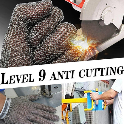 Food Grade Safety Level 9 Protective Cut Resistant Gloves, 304L Stainless Steel Chainmail Gloves For Cutting Food