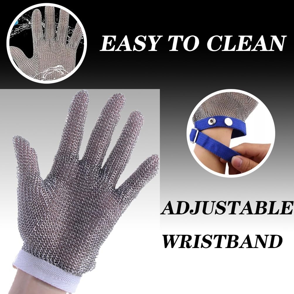 Food Grade Safety Level 9 Protective Cut Resistant Gloves, 304L Stainless Steel Chainmail Gloves For Cutting Food