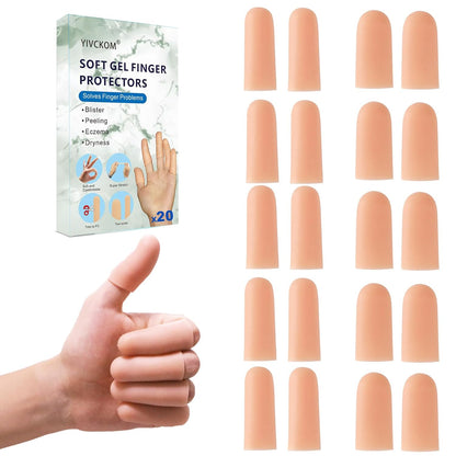 Gel Finger Cots, Silicone Finger Protectors, Fingertip Bandages Band-aids for Dry Skin, Cracked Fingertip Treatment,Thumb Protector Covers for Hand Eczema Finger Arthritis (20pcs)