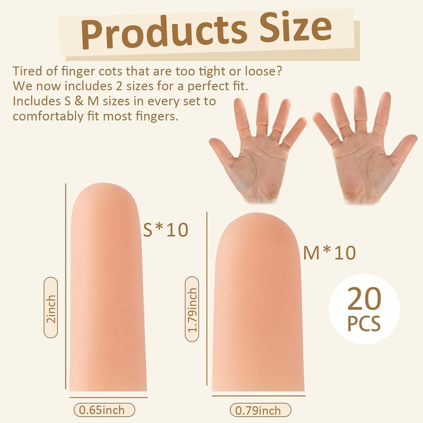 Gel Finger Cots, Silicone Finger Protectors, Fingertip Bandages Band-aids for Dry Skin, Cracked Fingertip Treatment,Thumb Protector Covers for Hand Eczema Finger Arthritis (20pcs)