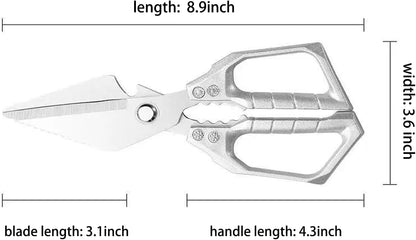 Heavy Duty All Purpose Kitchen Scissors Anti Slip Handle Meat Scissors | All Purpose Kitchen Meat Scissors with Bottle Opener & Nut Cutter, Dishwasher Safe for Poultry, BBQ & Restaurant Cooking