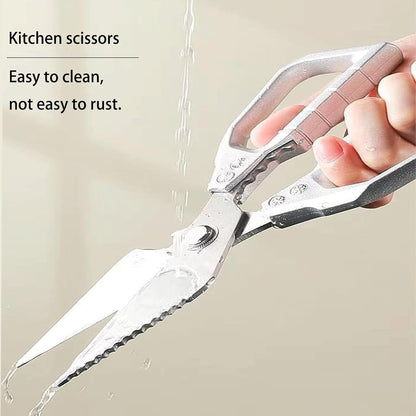 Heavy Duty All Purpose Kitchen Scissors Anti Slip Handle Meat Scissors | All Purpose Kitchen Meat Scissors with Bottle Opener & Nut Cutter, Dishwasher Safe for Poultry, BBQ & Restaurant Cooking