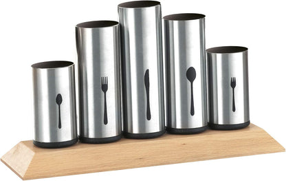 Cutlery Holder Stainless Steel, Wood, stainlesssteel, 1-Pack