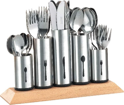 Cutlery Holder Stainless Steel, Wood, stainlesssteel, 1-Pack