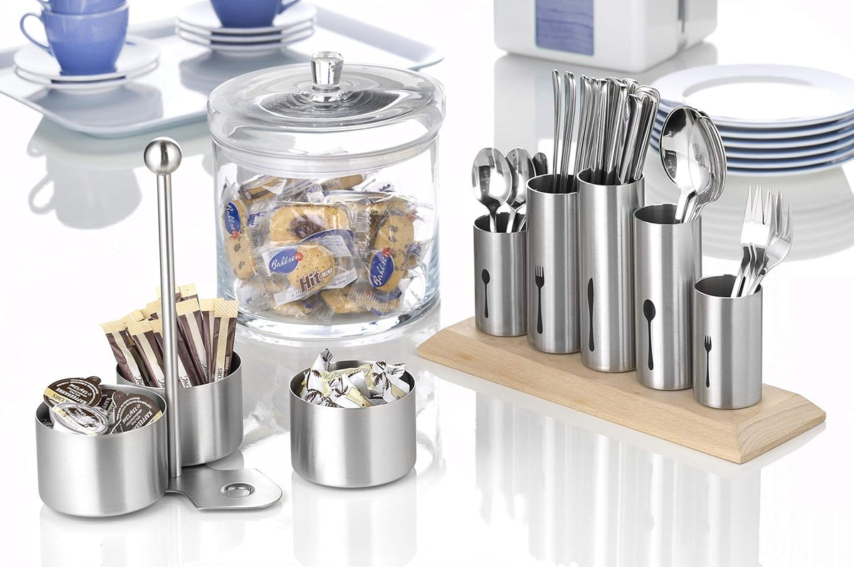 Cutlery Holder Stainless Steel, Wood, stainlesssteel, 1-Pack