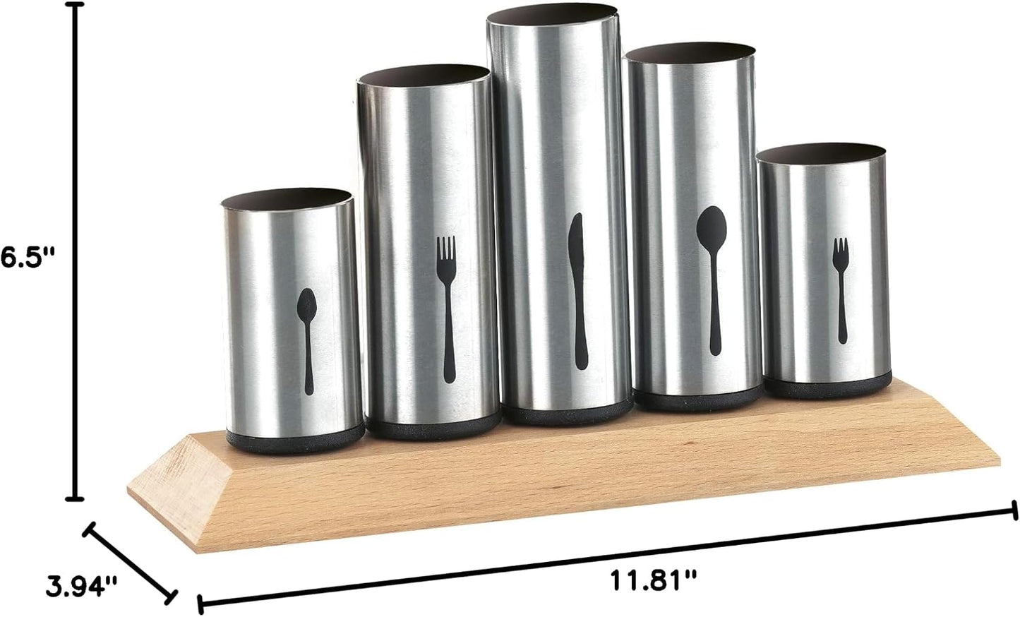 Cutlery Holder Stainless Steel, Wood, stainlesssteel, 1-Pack