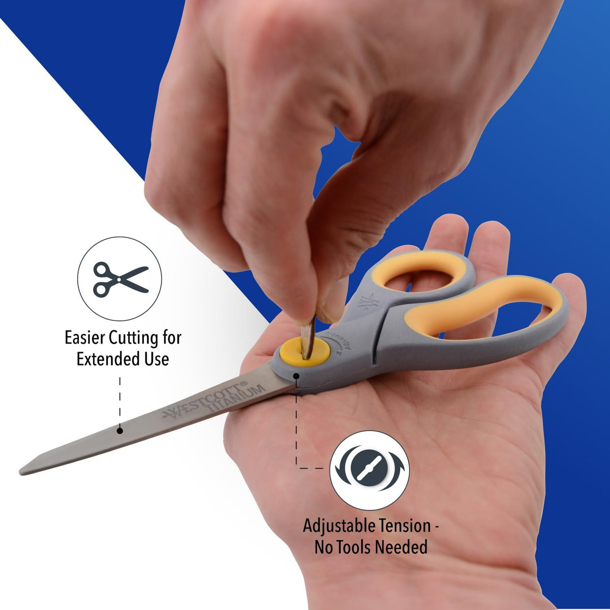 8” Titanium Bonded Scissors with Adjustable Glide and Soft Handle, 2-Pack- Durable Multipurpose Scissors for Office, Home, and School Use, Sharp Precision Blades for Everyday Cutting