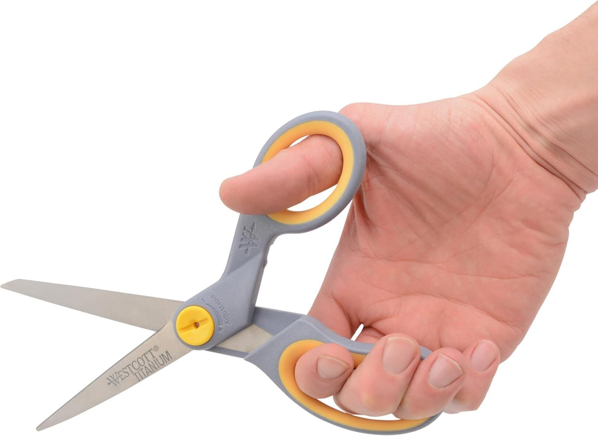 8” Titanium Bonded Scissors with Adjustable Glide and Soft Handle, 2-Pack- Durable Multipurpose Scissors for Office, Home, and School Use, Sharp Precision Blades for Everyday Cutting