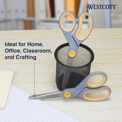 8” Titanium Bonded Scissors with Adjustable Glide and Soft Handle, 2-Pack- Durable Multipurpose Scissors for Office, Home, and School Use, Sharp Precision Blades for Everyday Cutting