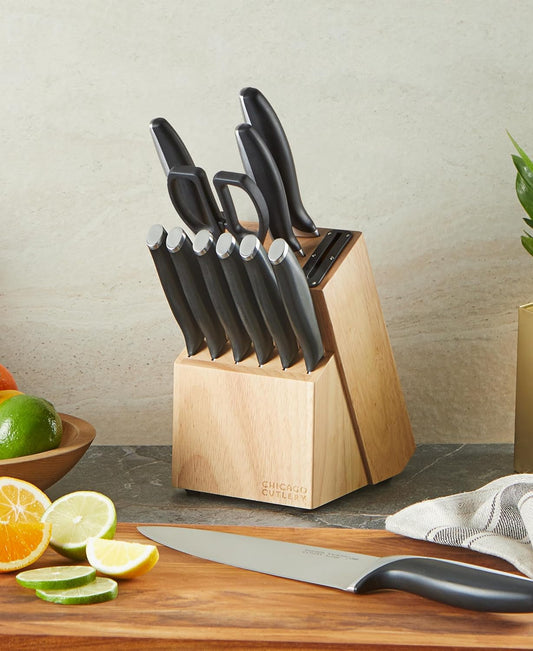 Avondale (12-PC) Built-In Sharpener Kitchen Knife Block Set with Steak Knives, Ergonomic Handles and Sharp Stainless Steel Professional Chef Knife Set