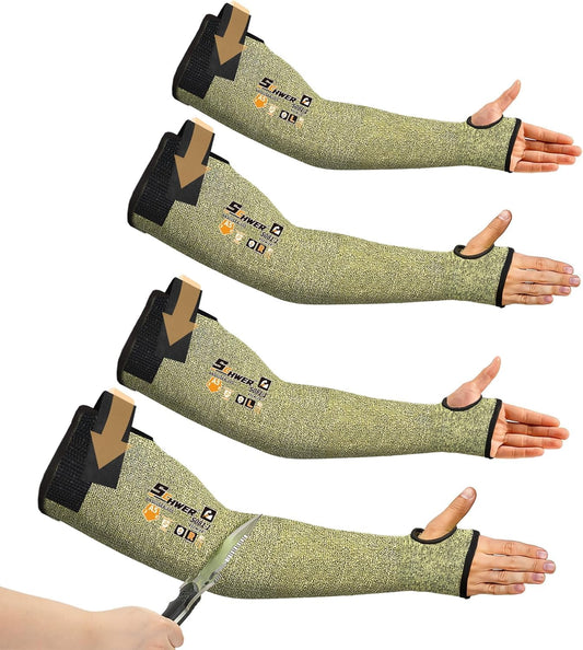 2 Pairs CORE ANSI A5 Cut Resistant Sleeves, Flame-resistant, S081 | Thumbhole, Arm Protection, Adjustable Velcro, for Welding, Gardening, Farming, Kitchen Prep,Metal Processing, Industrial Work