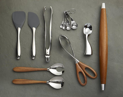 Curvo Cheese Set | Cheese Knife and Fork Utensil Set for Charcuterie Board | Made of Stainless Steel and Acacia Wood | Designed by Steve Cozzolino