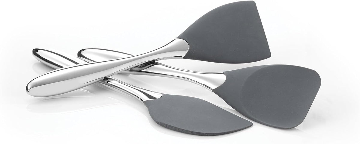 Curvo Cheese Set | Cheese Knife and Fork Utensil Set for Charcuterie Board | Made of Stainless Steel and Acacia Wood | Designed by Steve Cozzolino