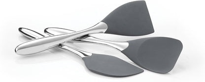 Curvo Cheese Set | Cheese Knife and Fork Utensil Set for Charcuterie Board | Made of Stainless Steel and Acacia Wood | Designed by Steve Cozzolino