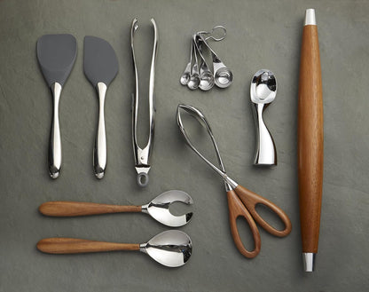 Curvo Cheese Set | Cheese Knife and Fork Utensil Set for Charcuterie Board | Made of Stainless Steel and Acacia Wood | Designed by Steve Cozzolino