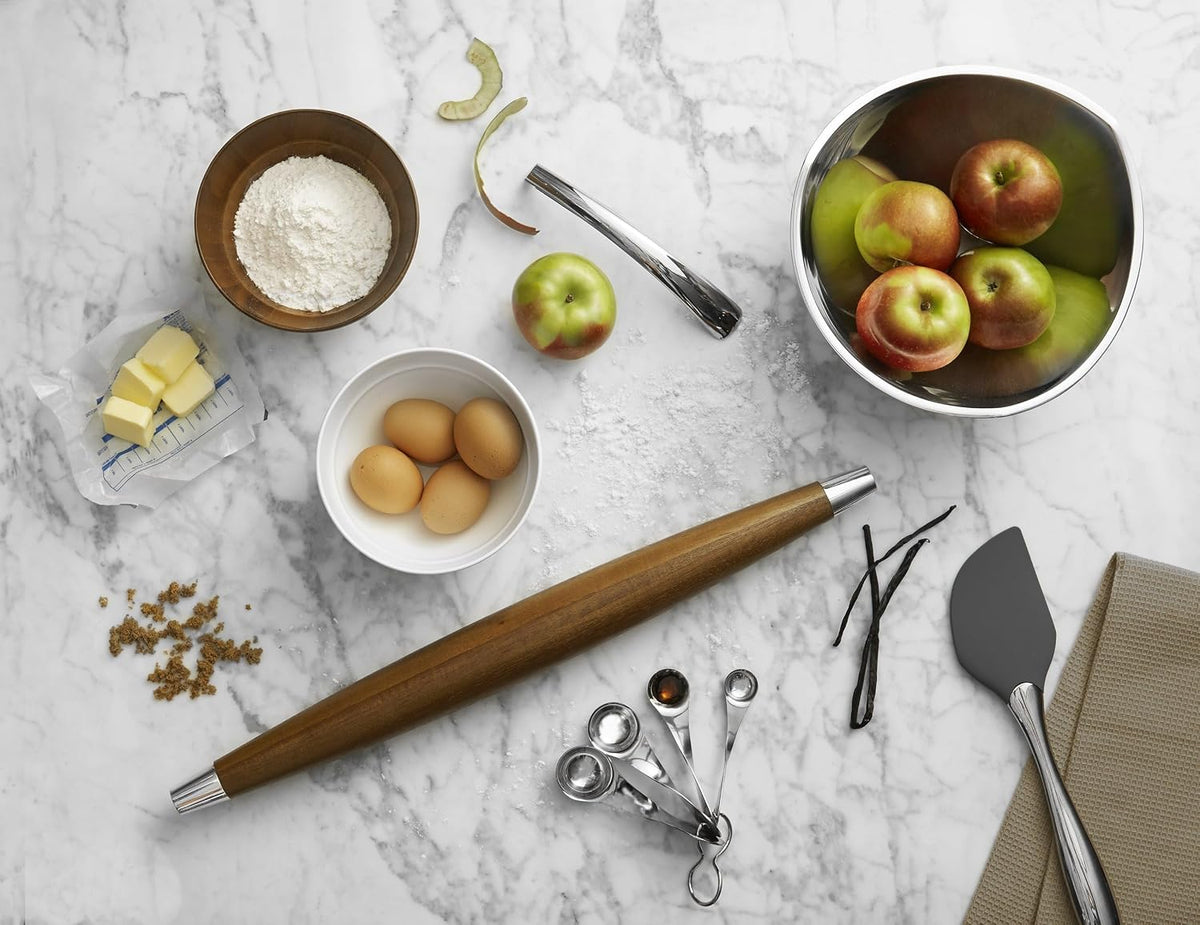 Curvo Cheese Set | Cheese Knife and Fork Utensil Set for Charcuterie Board | Made of Stainless Steel and Acacia Wood | Designed by Steve Cozzolino