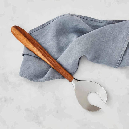 Curvo Cheese Set | Cheese Knife and Fork Utensil Set for Charcuterie Board | Made of Stainless Steel and Acacia Wood | Designed by Steve Cozzolino