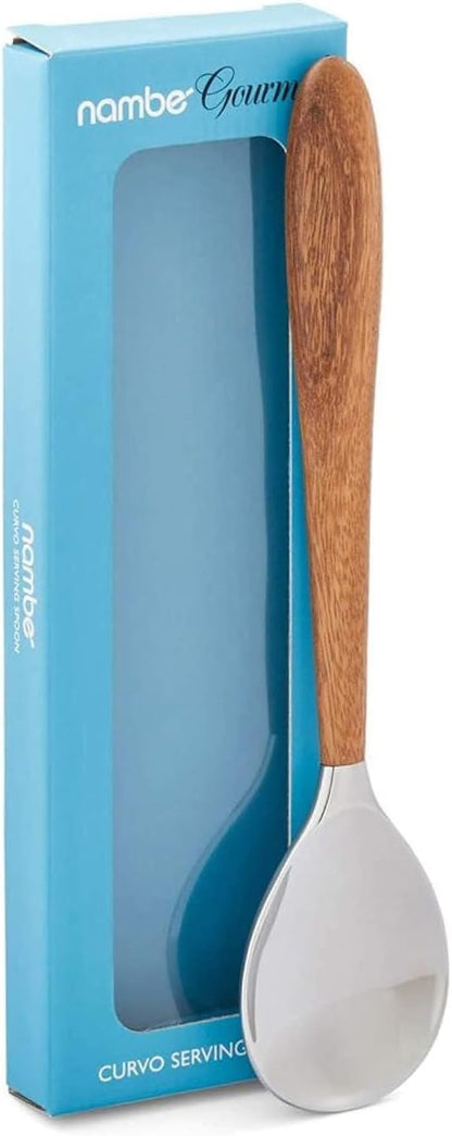 Curvo Cheese Set | Cheese Knife and Fork Utensil Set for Charcuterie Board | Made of Stainless Steel and Acacia Wood | Designed by Steve Cozzolino