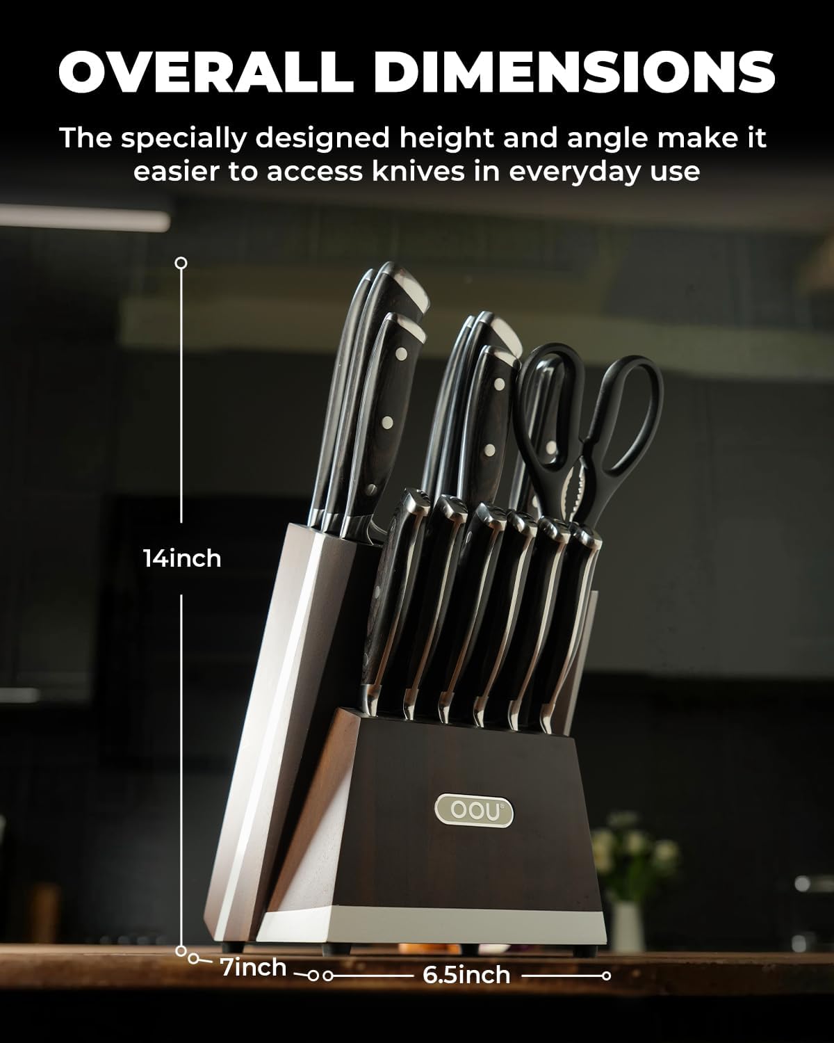 2025 Kitchen Knife Set with Block, 15-Piece German Stainless Steel Knife Blcok Set with Sharpening Rod, Ergonomic Wood Handle,Premium Razor-Sharp Knives Set for Kitchen
