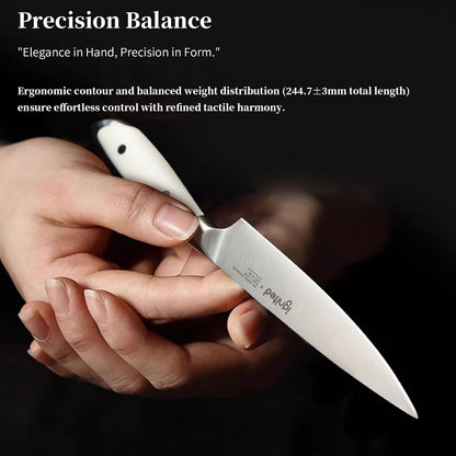 5 inch Paring Knife, German Stainless Steel, Ivory White Handle