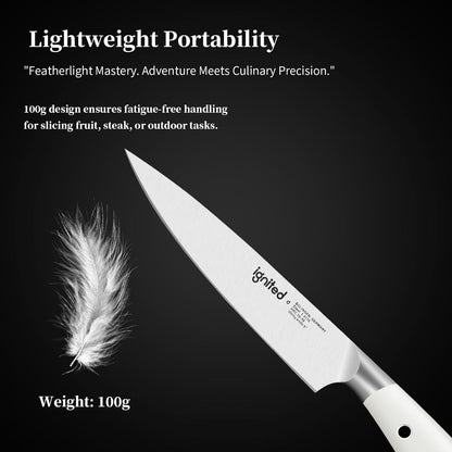5 inch Paring Knife, German Stainless Steel, Ivory White Handle