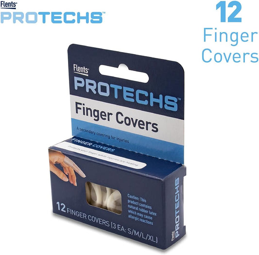 First Aid Finger Covers, 12 Count, Small, Medium, Large, X-Large, Protects Finger While Healing From Injury (3 Pairs Each of S/M/L/XL) (69626)