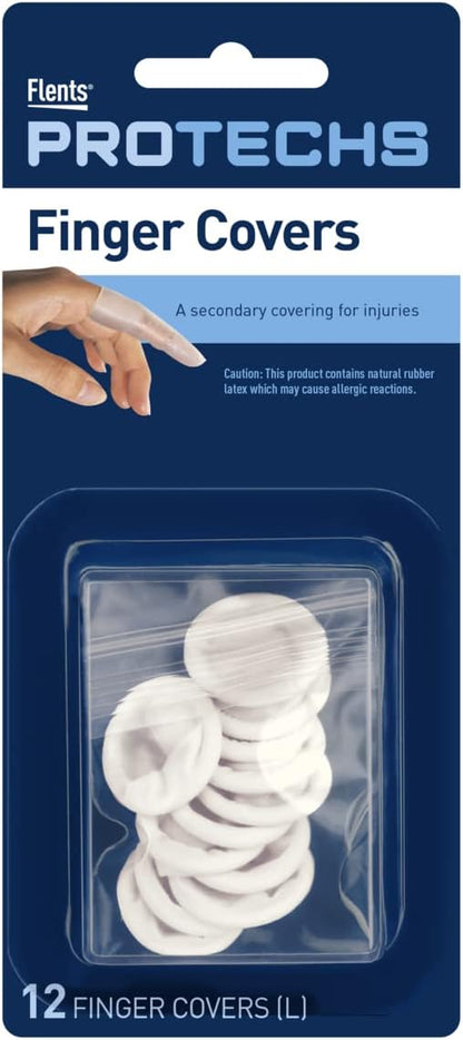 First Aid Finger Covers, 12 Count, Small, Medium, Large, X-Large, Protects Finger While Healing From Injury (3 Pairs Each of S/M/L/XL) (69626)