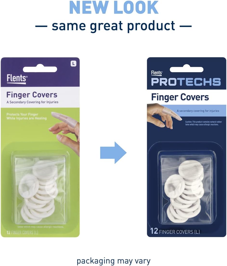 First Aid Finger Covers, 12 Count, Small, Medium, Large, X-Large, Protects Finger While Healing From Injury (3 Pairs Each of S/M/L/XL) (69626)