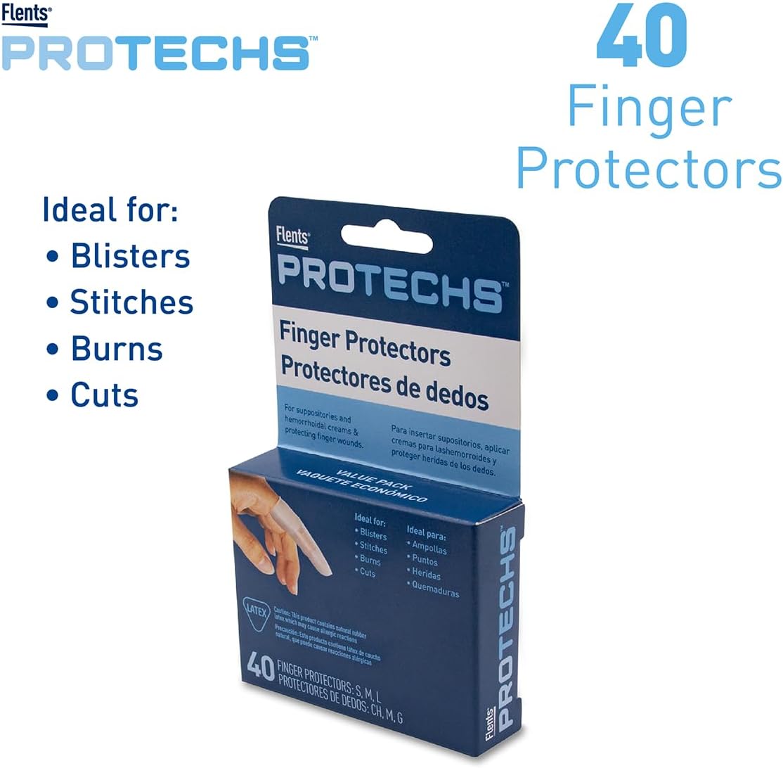 First Aid Finger Covers, 12 Count, Small, Medium, Large, X-Large, Protects Finger While Healing From Injury (3 Pairs Each of S/M/L/XL) (69626)