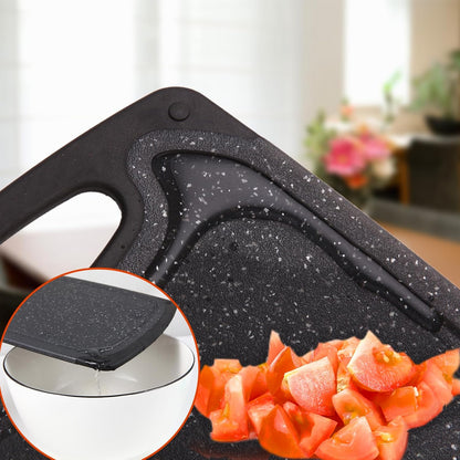Cutting Board, Set of 3 Kitchen Plastic Chopping Boards Non-Slip Cutting Boards with Grip Handle Juice Grooves Grinding Groove Large Chopping Boards for Meat Vegetables Fruits.