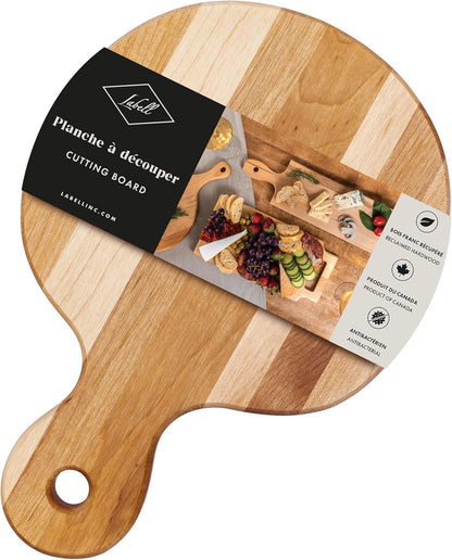 Canadian Maple Wood Cutting Board with Handle, 7 x 10 x 0.75 in | Multi-Purpose Charcuterie Board, Flat Paddle, for Meat, Cheese, Veggies, Serving