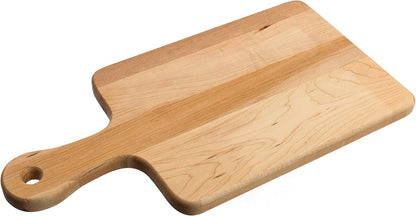 Canadian Maple Wood Cutting Board with Handle, 7 x 10 x 0.75 in | Multi-Purpose Charcuterie Board, Flat Paddle, for Meat, Cheese, Veggies, Serving