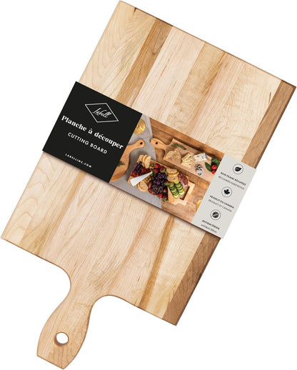 Canadian Maple Wood Cutting Board with Handle, 7 x 10 x 0.75 in | Multi-Purpose Charcuterie Board, Flat Paddle, for Meat, Cheese, Veggies, Serving