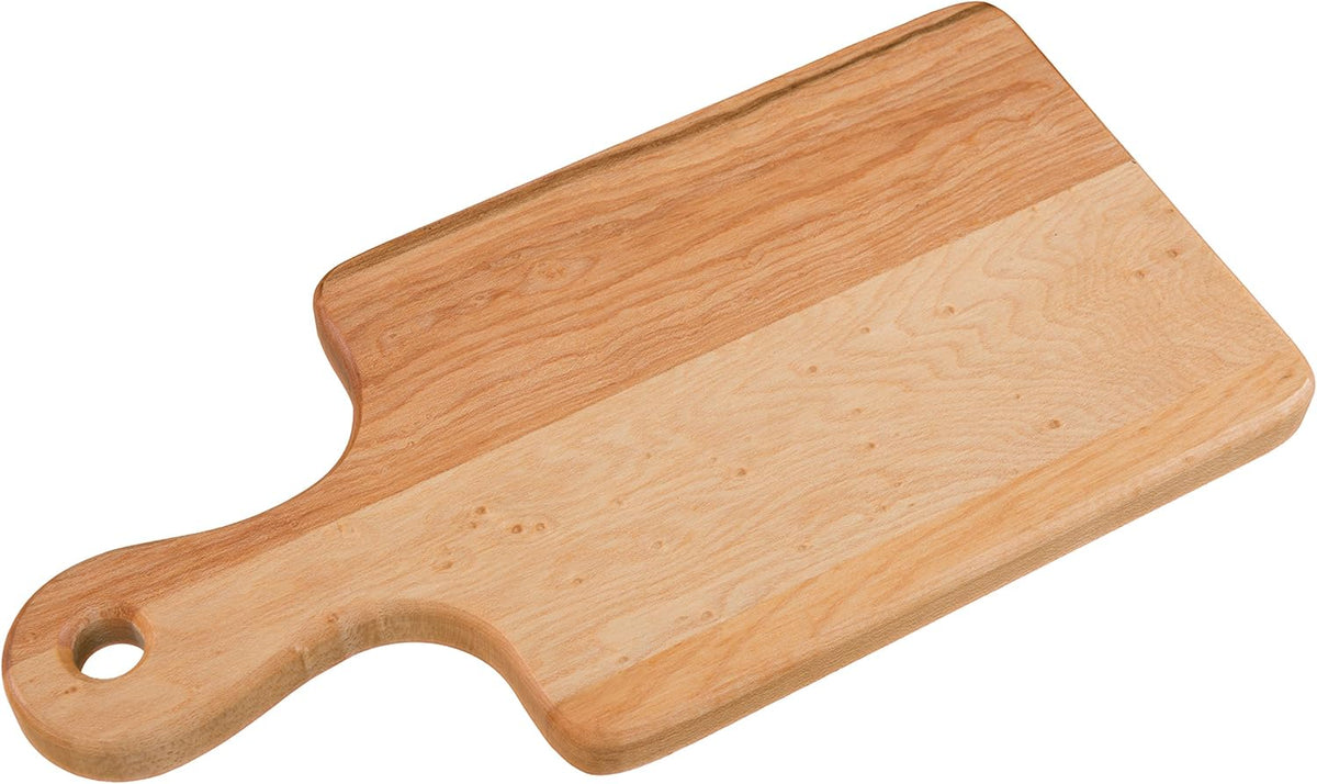 Canadian Maple Wood Cutting Board with Handle, 7 x 10 x 0.75 in | Multi-Purpose Charcuterie Board, Flat Paddle, for Meat, Cheese, Veggies, Serving