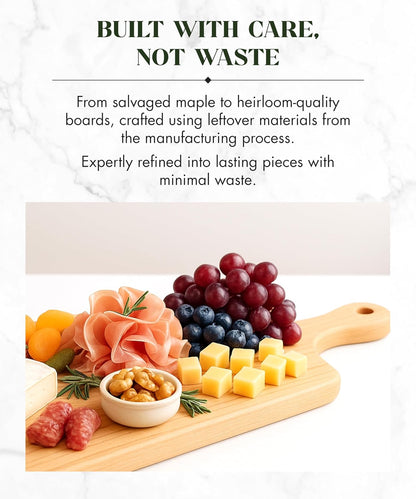 Canadian Maple Wood Cutting Board with Handle, 7 x 10 x 0.75 in | Multi-Purpose Charcuterie Board, Flat Paddle, for Meat, Cheese, Veggies, Serving