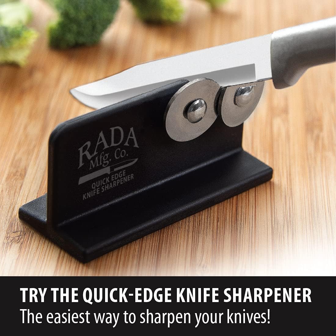 Quick Edge Knife Sharpener (R119) | 3.5" x 2" Stainless Steel Wheels